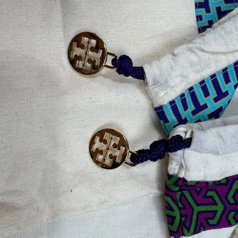Tory Burch Dust Bags Set‎ of 2 White Canvas Gold Logo Embossed